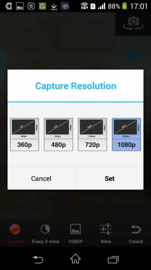 AndroidアプリLapse Itで撮影3画像解像度を設定