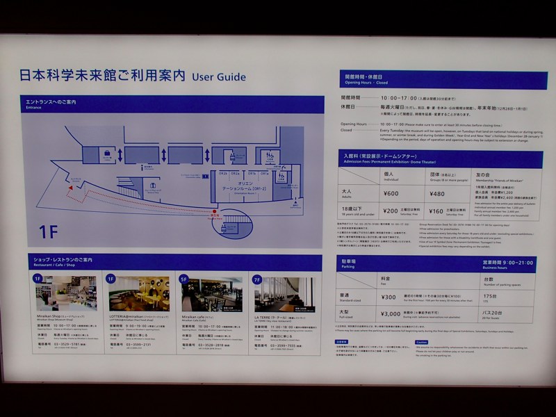 日本科学未来館　案内板